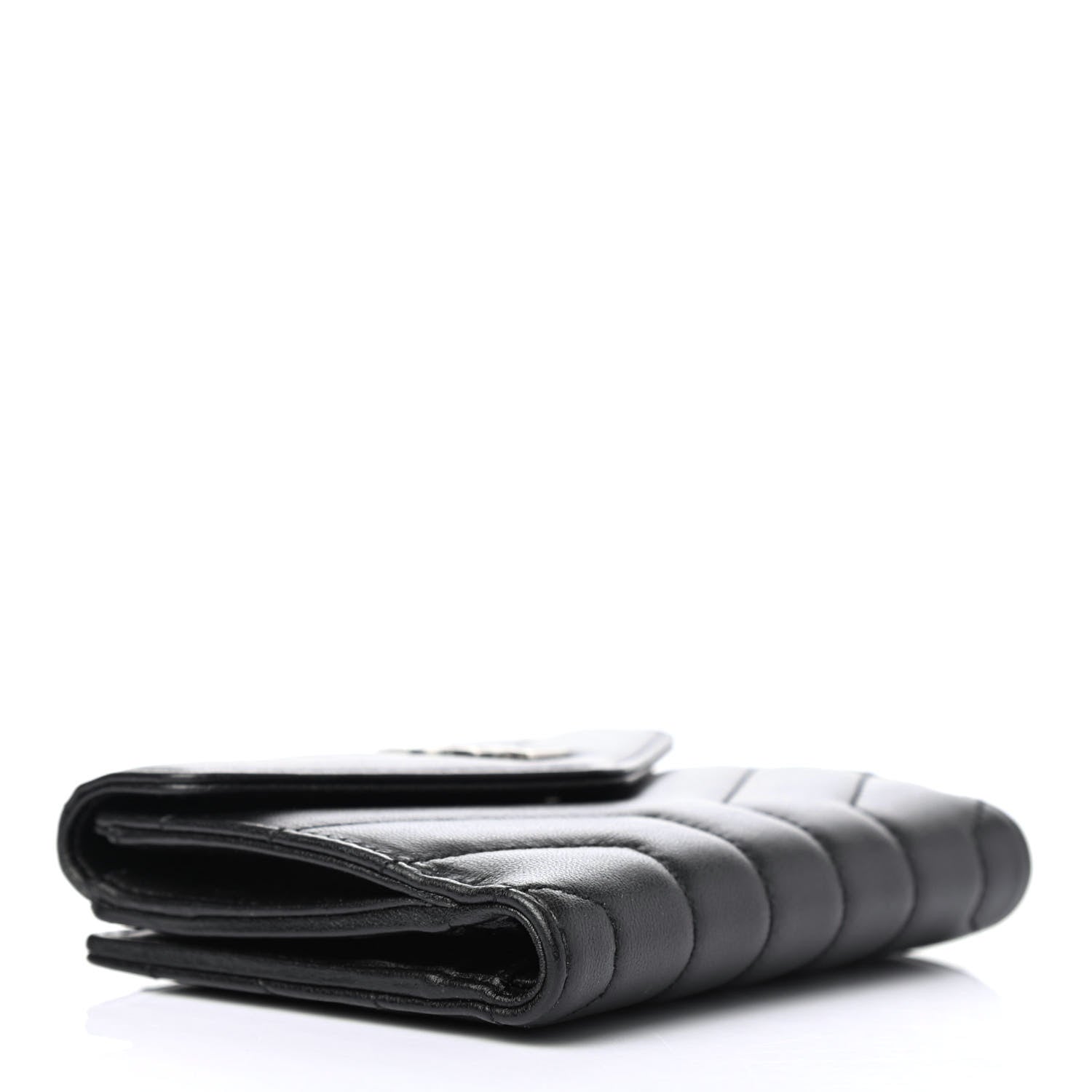 Saint Laurent Lambskin Y Quilted Monogram Compact Loulou Wallet Black 3 of 4