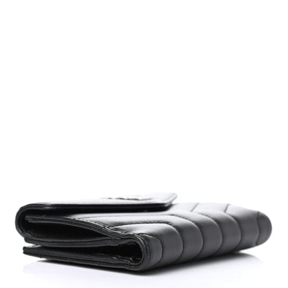 Saint Laurent Lambskin Y Quilted Monogram Compact Loulou Wallet Black 3 of 4