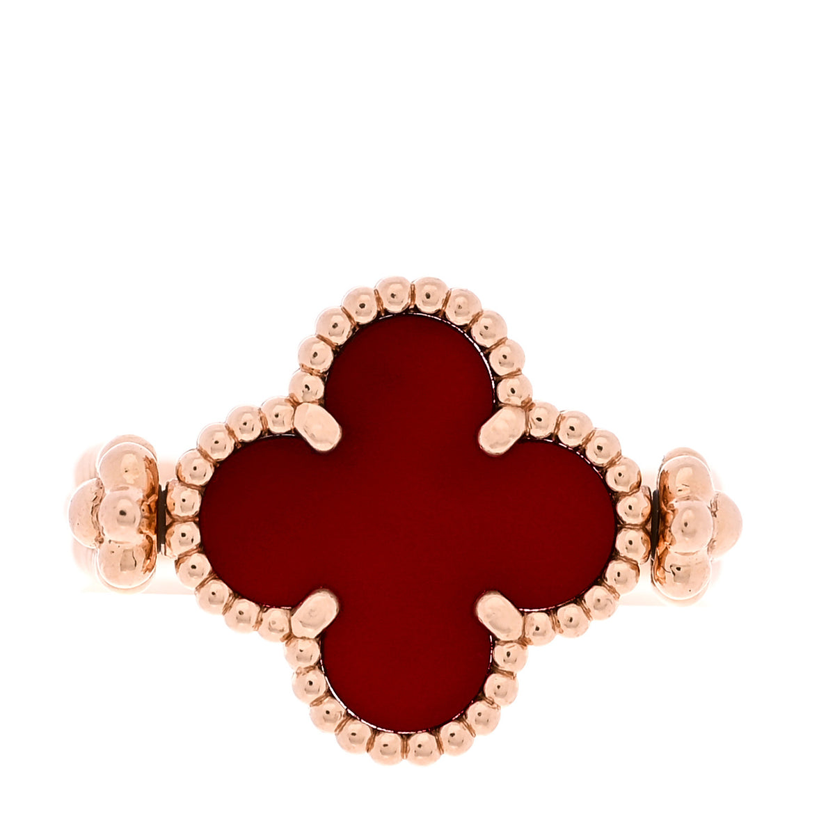 18K Rose Gold Diamond Carnelian Reversible Guilloche Vintage Alhambra Ring 52 6