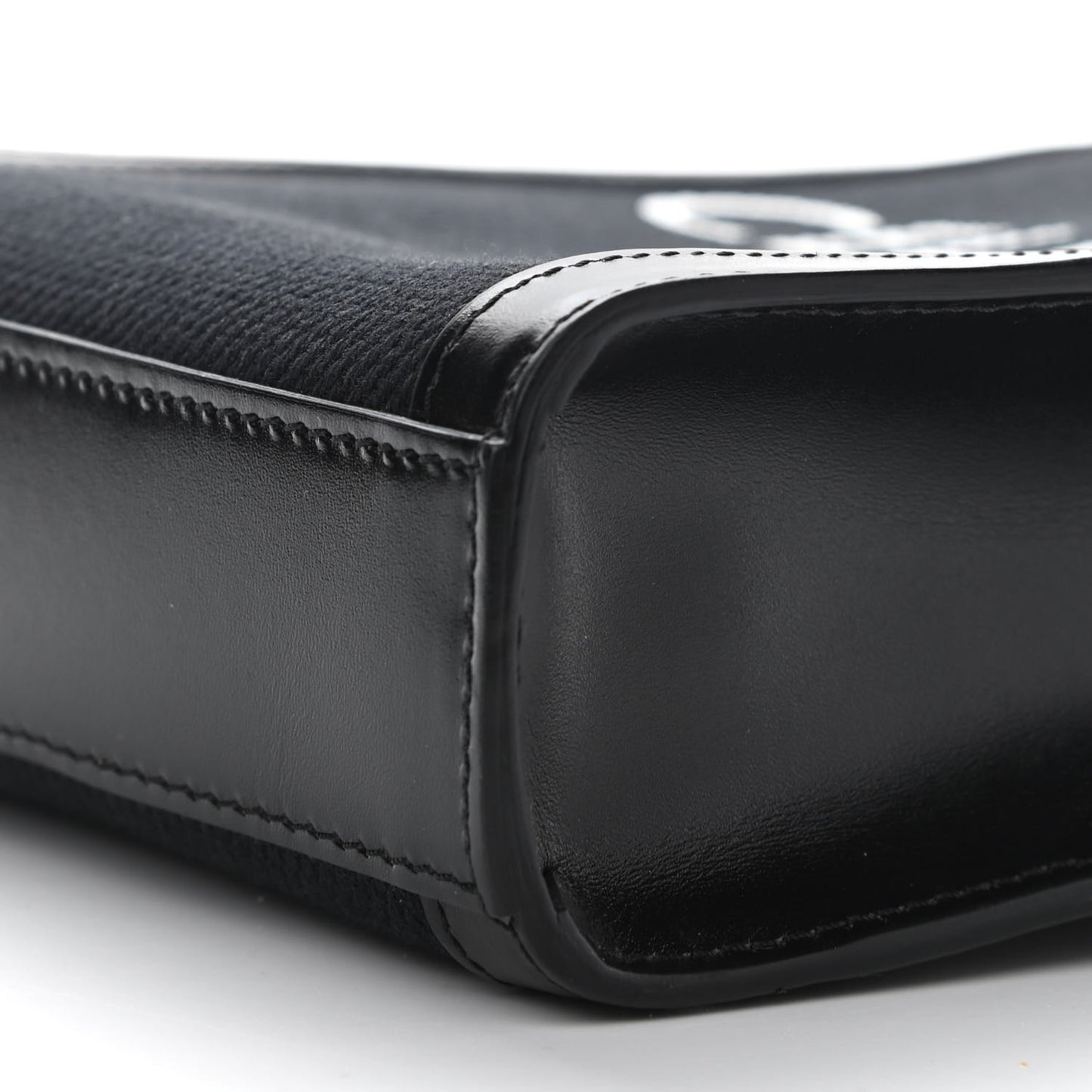 Canvas Calfskin Mini Vertical Cabas Black