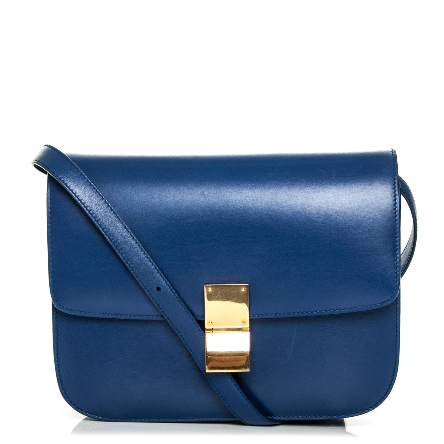 Box Calfskin Medium Classic Box Flap Bag Indigo