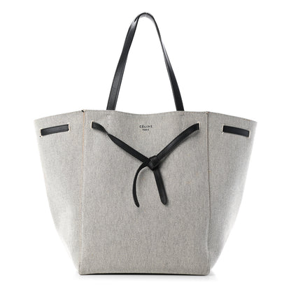 Celine Textured Canvas Small Belt Cabas Phantom Black White 1 of 9