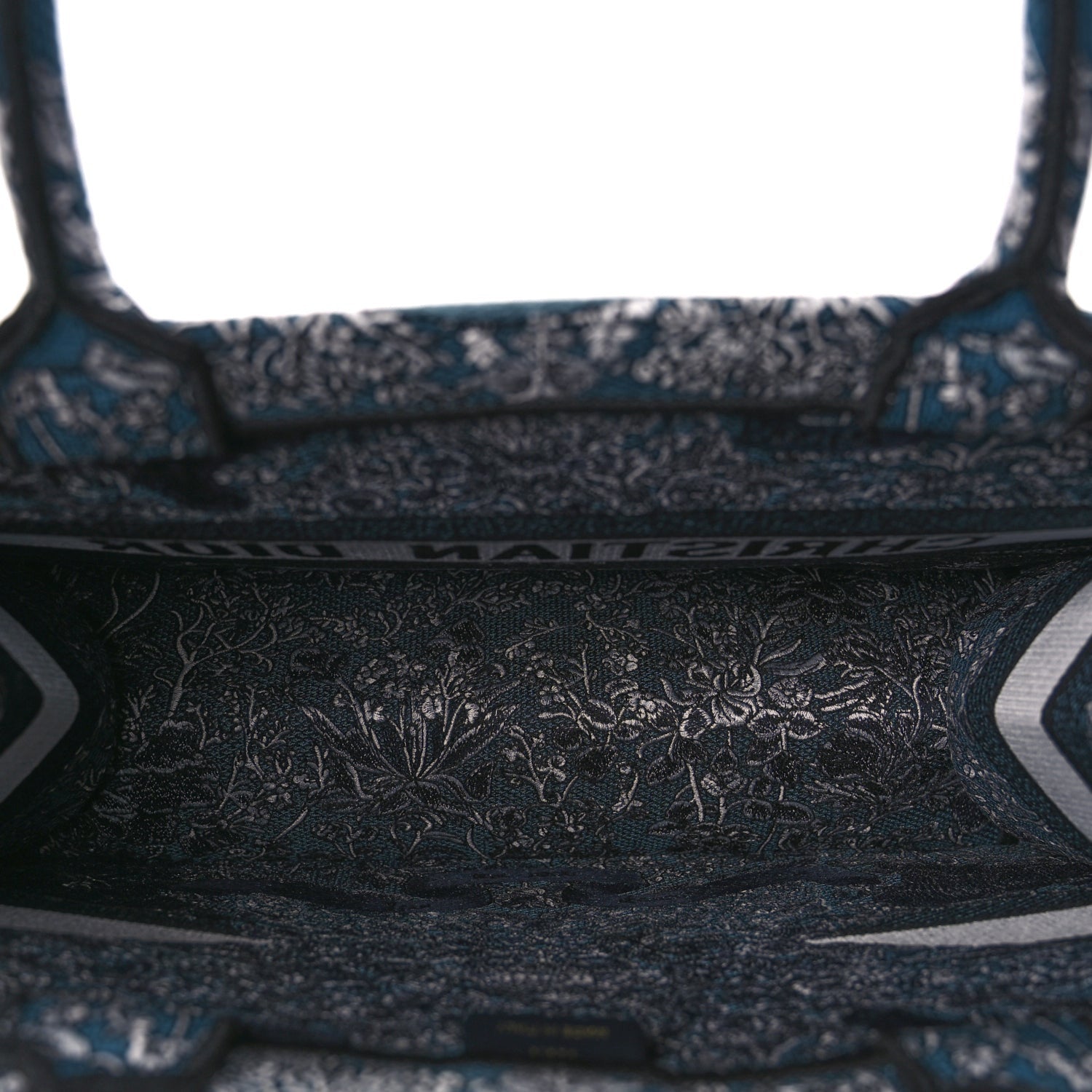 Christian Dior Canvas Embroidered Medium Around The World Book Tote Blue 4 of 8
