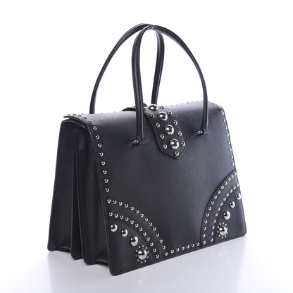 Prada Saffiano Studded Double Zip Tote Black 3 of 9