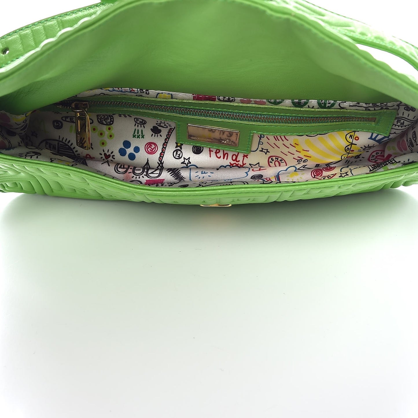 Nappa Logo Embossed Baguette Green