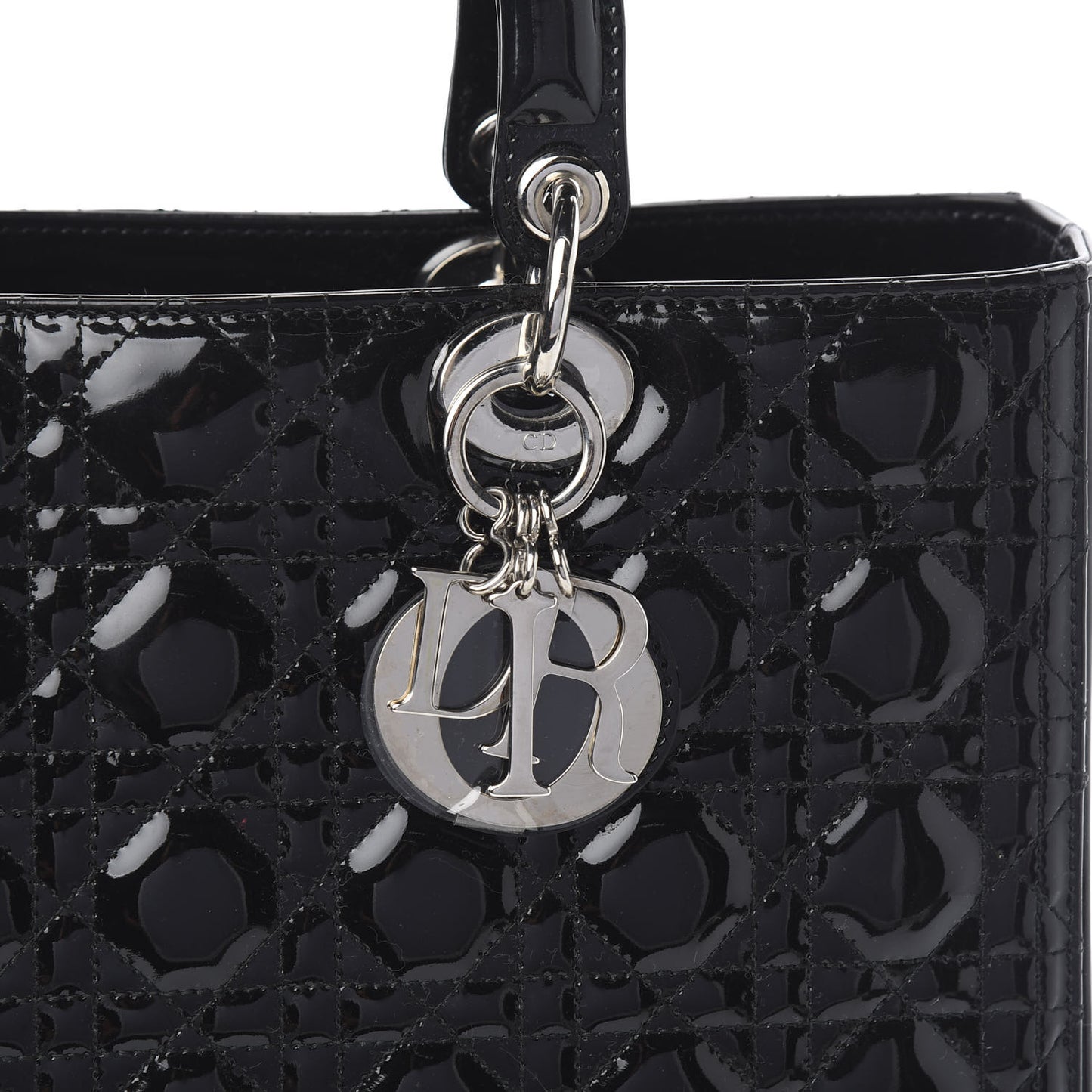 Patent Cannage Large Lady Dior Black