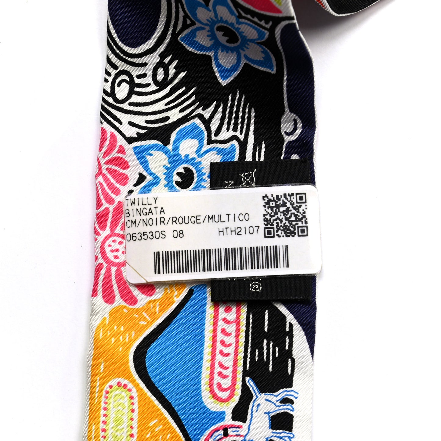 Silk Bingata Twilly Black Red Multicolor