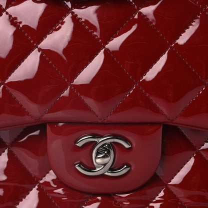 Chanel Patent Quilted Jumbo Double Flap Dark Red 7 of 9