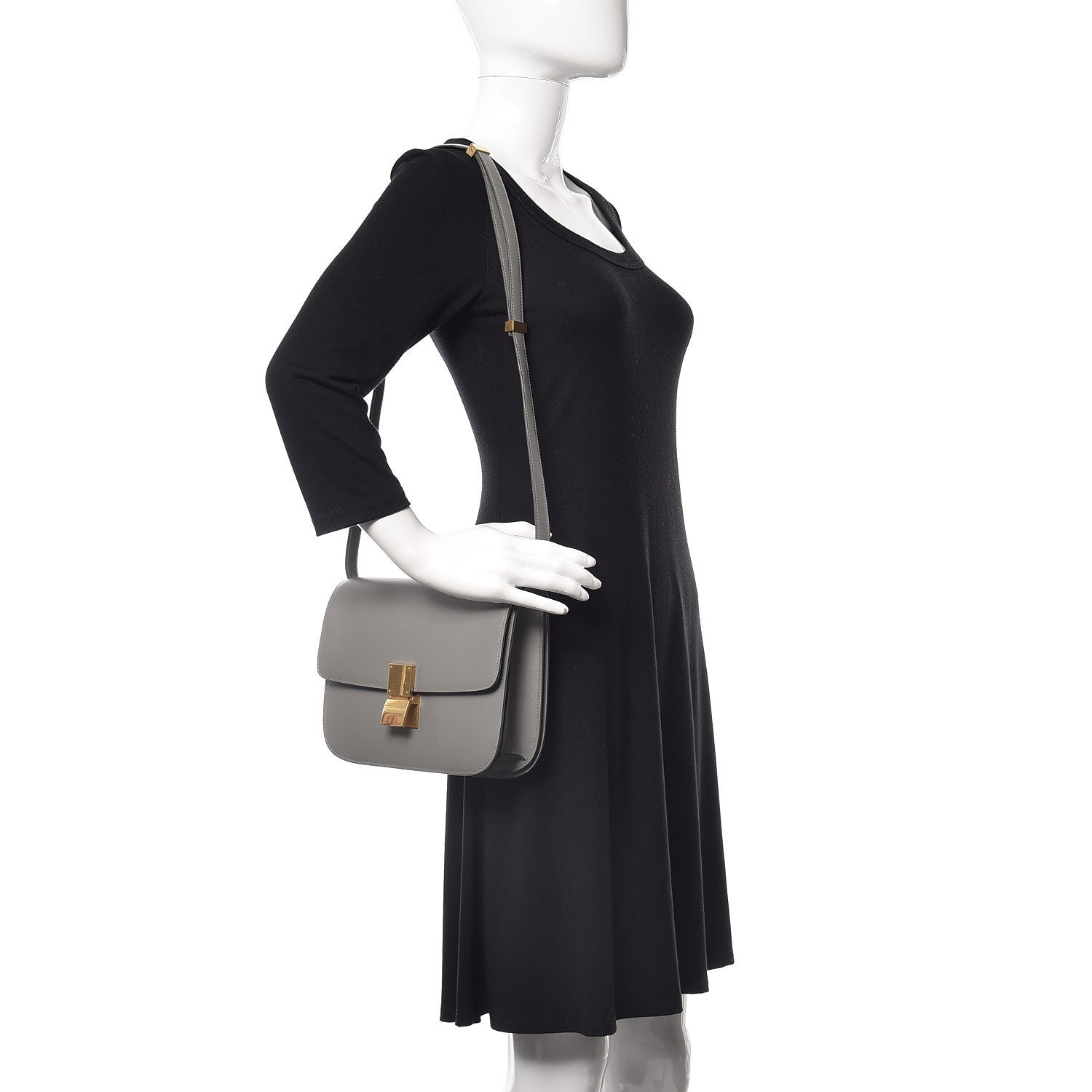 Celine Box Calfskin Medium Classic Box Flap Bag Zinc 2 of 12