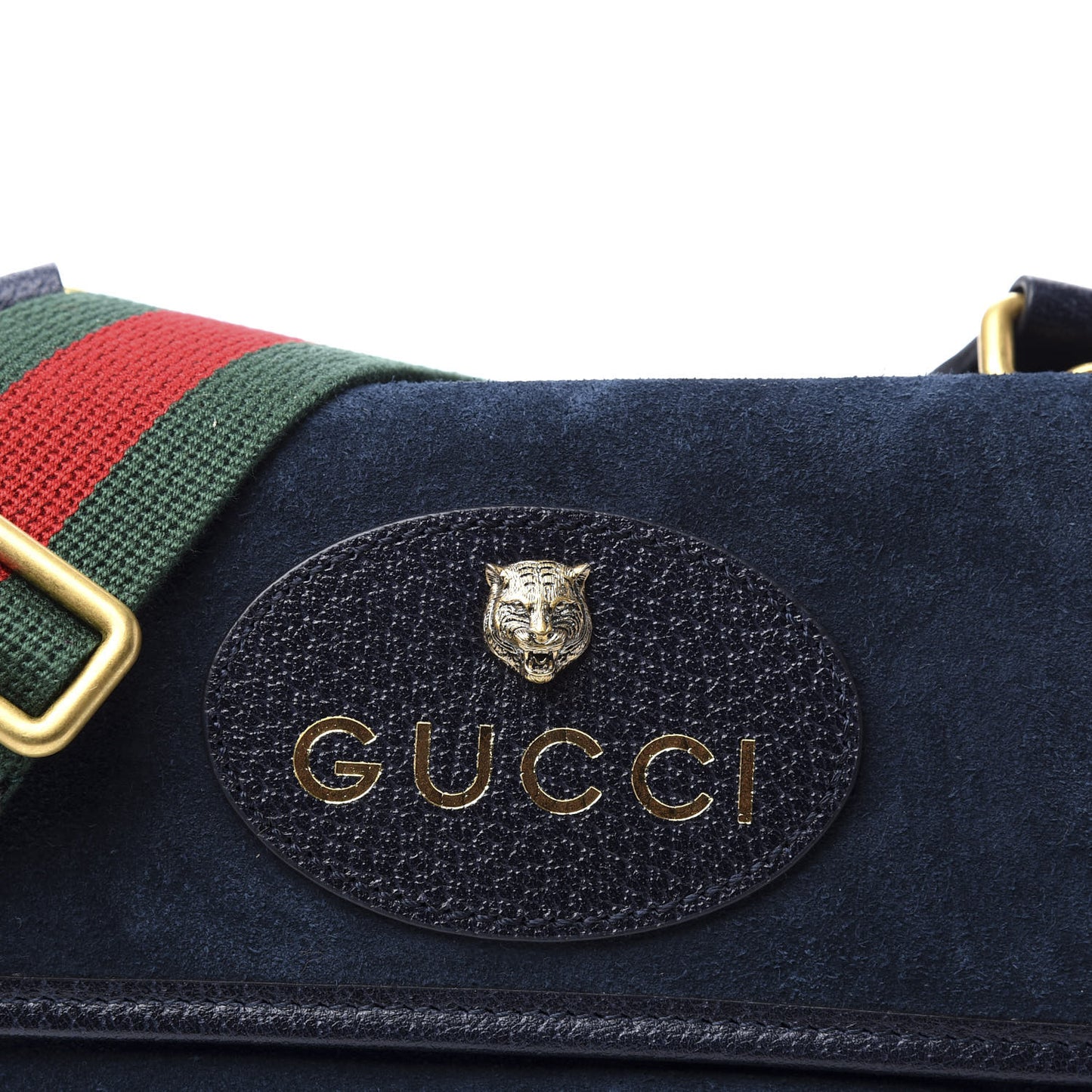 Suede Web Small Neo Vintage Double Flap Messenger Bag Blue