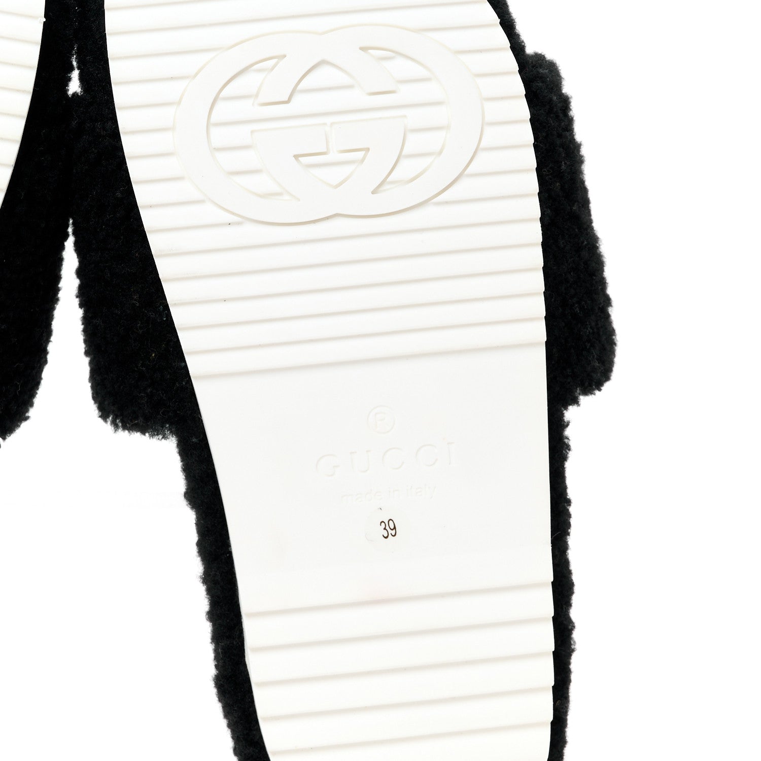 Gucci Shearling Womens Eileen Slide Sandals 39 Black Butterscotch 7 of 9