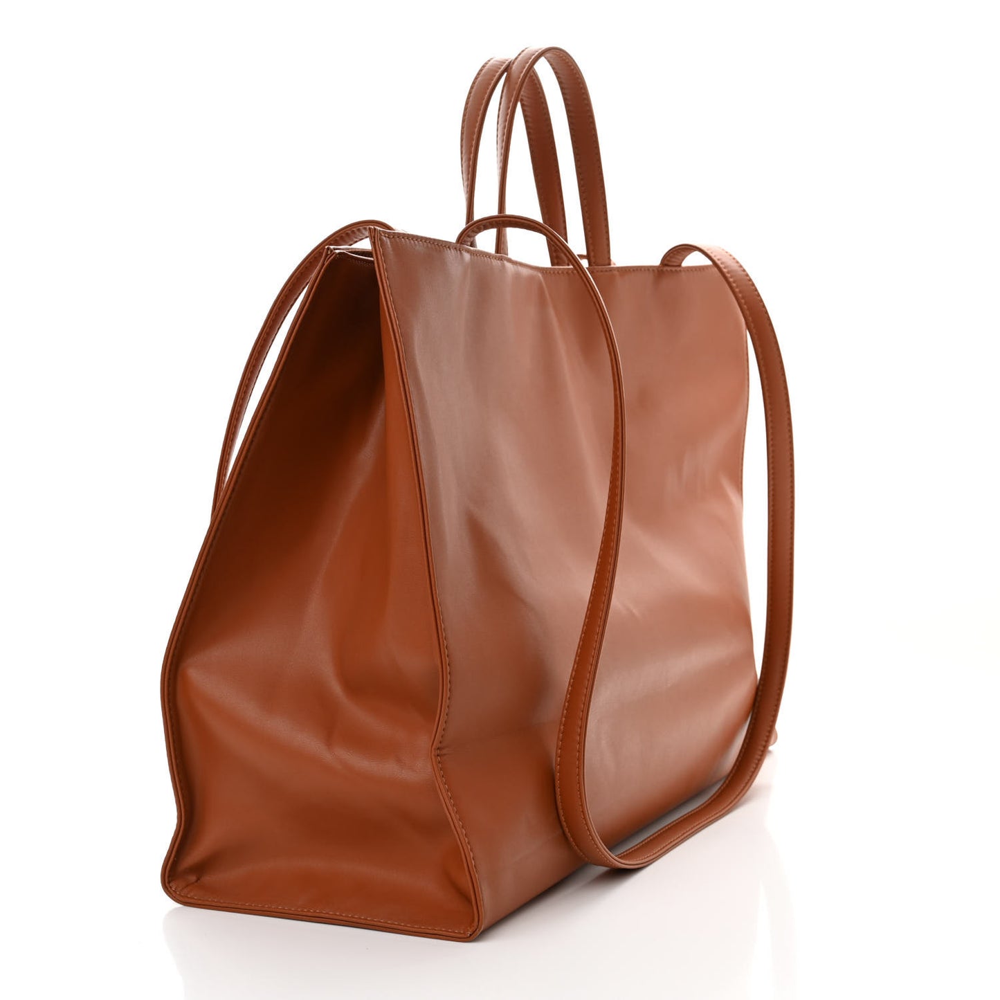 Vegan Leather Large Shopping Bag Tan