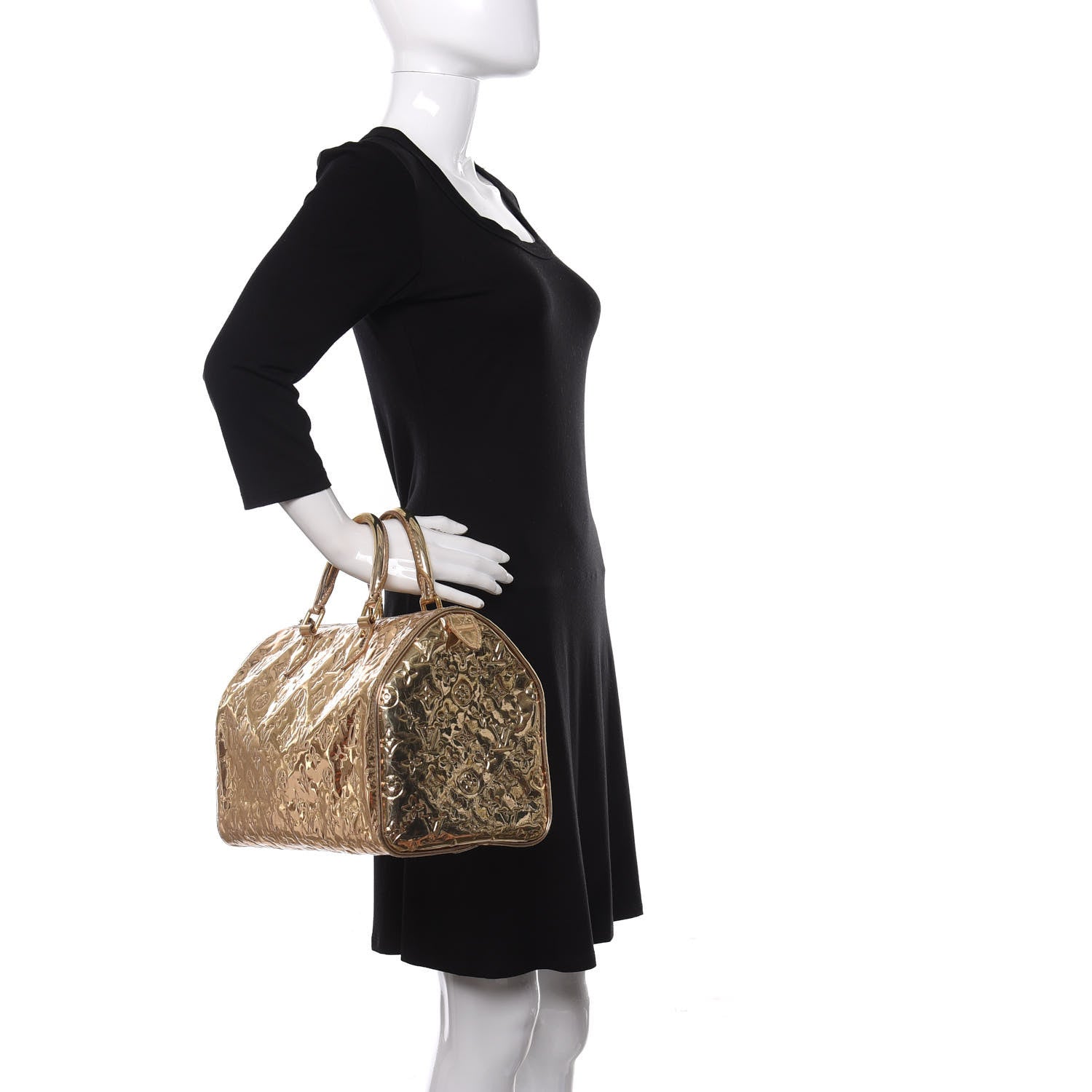 Louis Vuitton Monogram Miroir Speedy 30 Gold 2 of 11