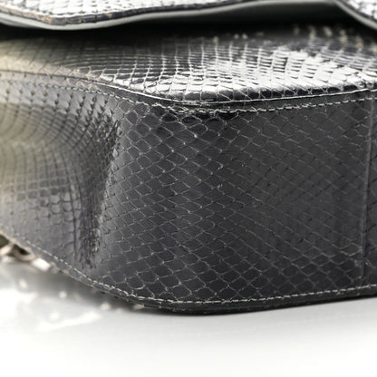 Chanel Metallic Snakeskin Medium Double Flap Light Blue 9 of 18