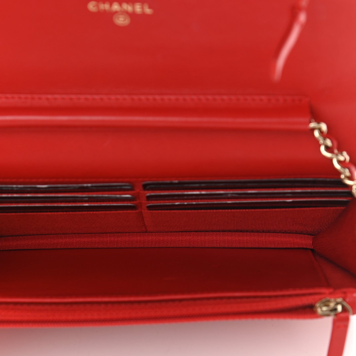 Lambskin Quilted Wallet On Chain WOC Red