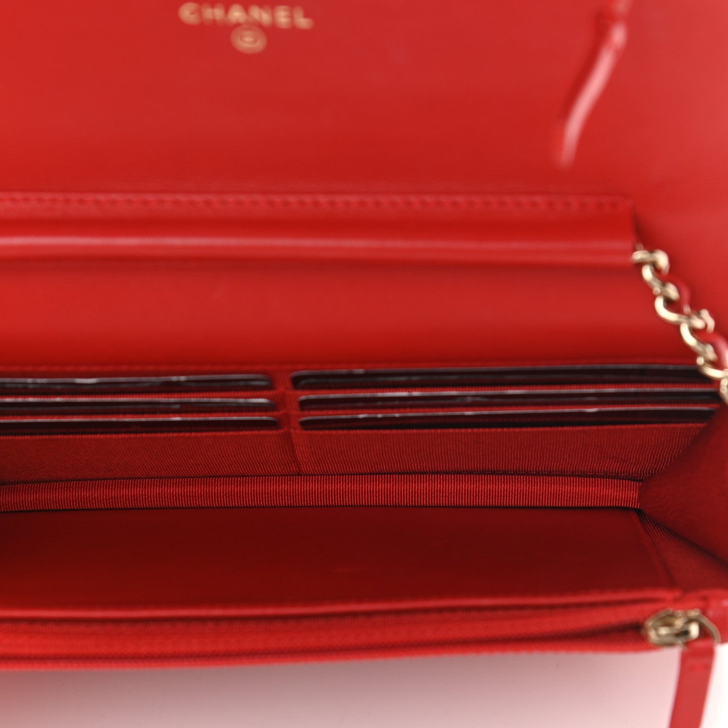 Chanel Lambskin Quilted Wallet On Chain WOC Red 5 of 14