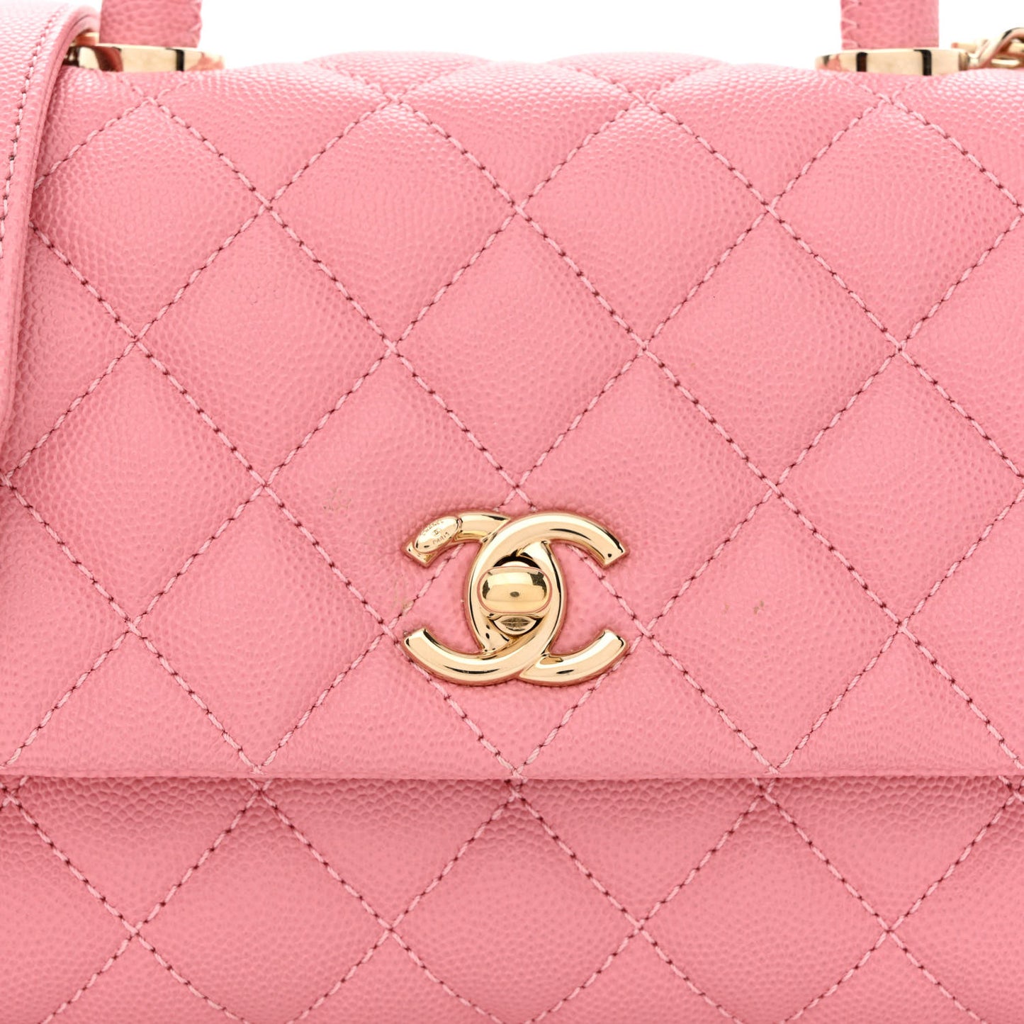 Caviar Quilted Mini Coco Handle Flap Pink