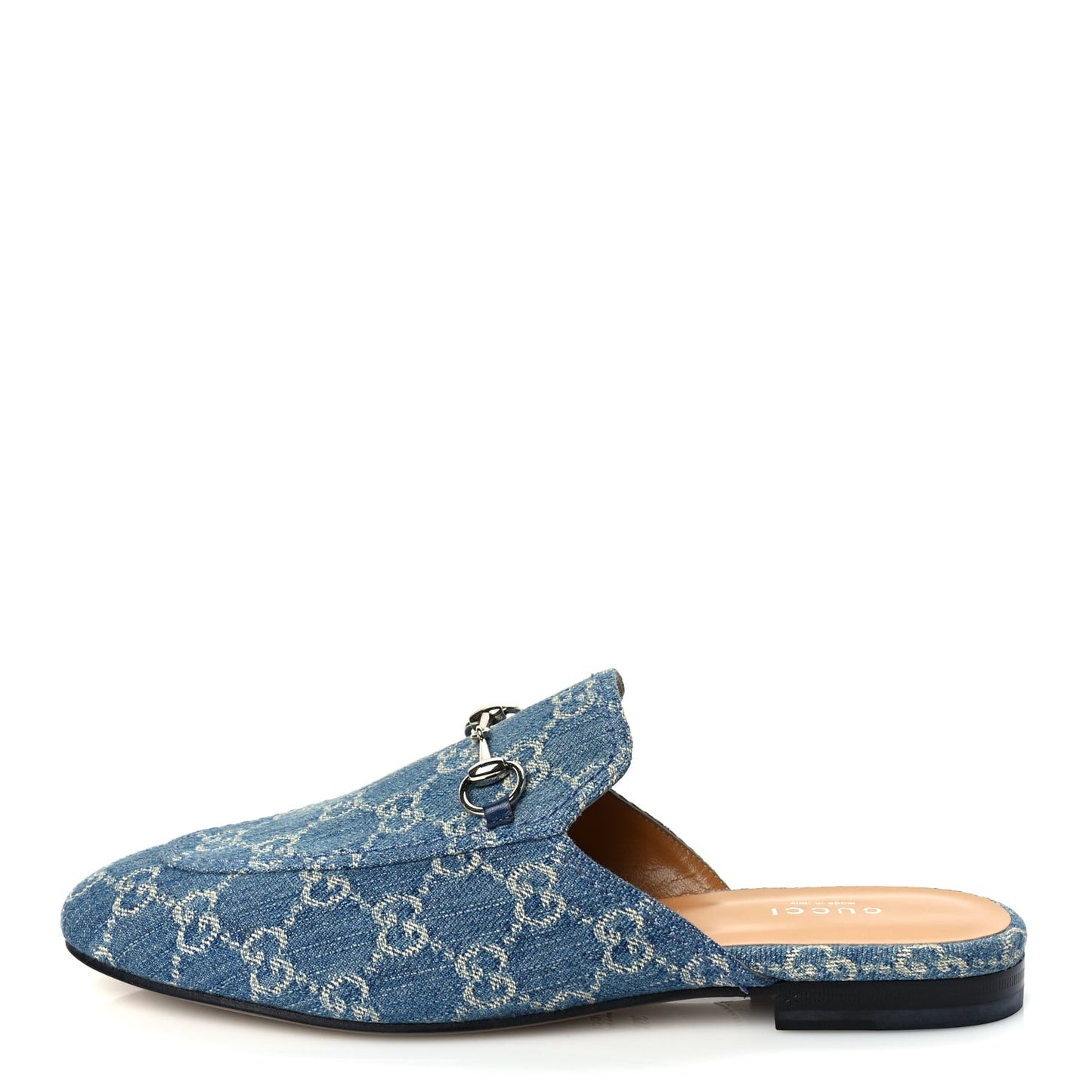 New Denim GG Malaga Kid Womens Princetown Slippers 39.5 Light Blue Royale