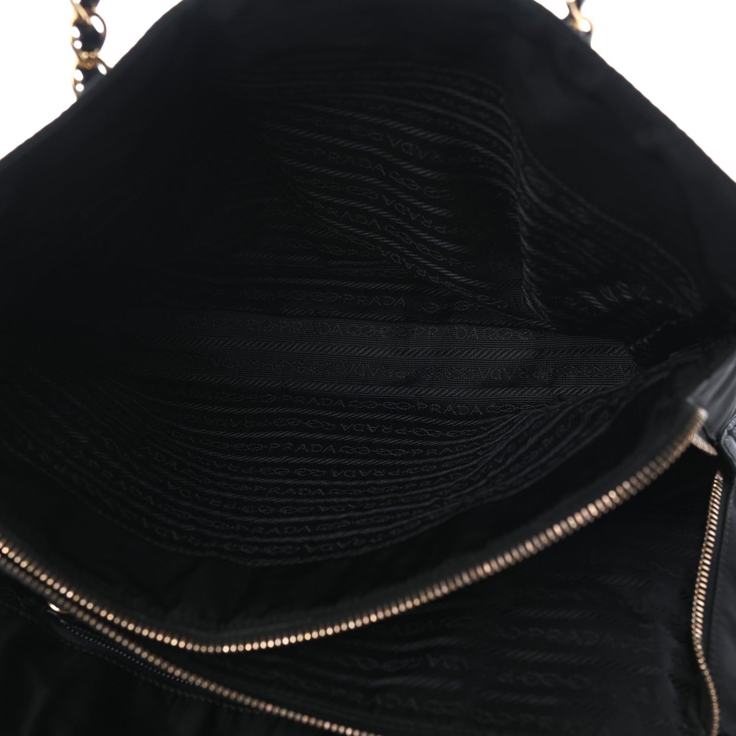 Nylon Tessuto Acciaio Chain Shoulder Bag Black