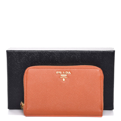 Prada Saffiano Zip Around Wallet Papaya 8 of 8