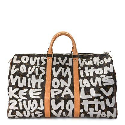 Louis Vuitton Monogram Graffiti Keepall 50  Silver 1 of 8