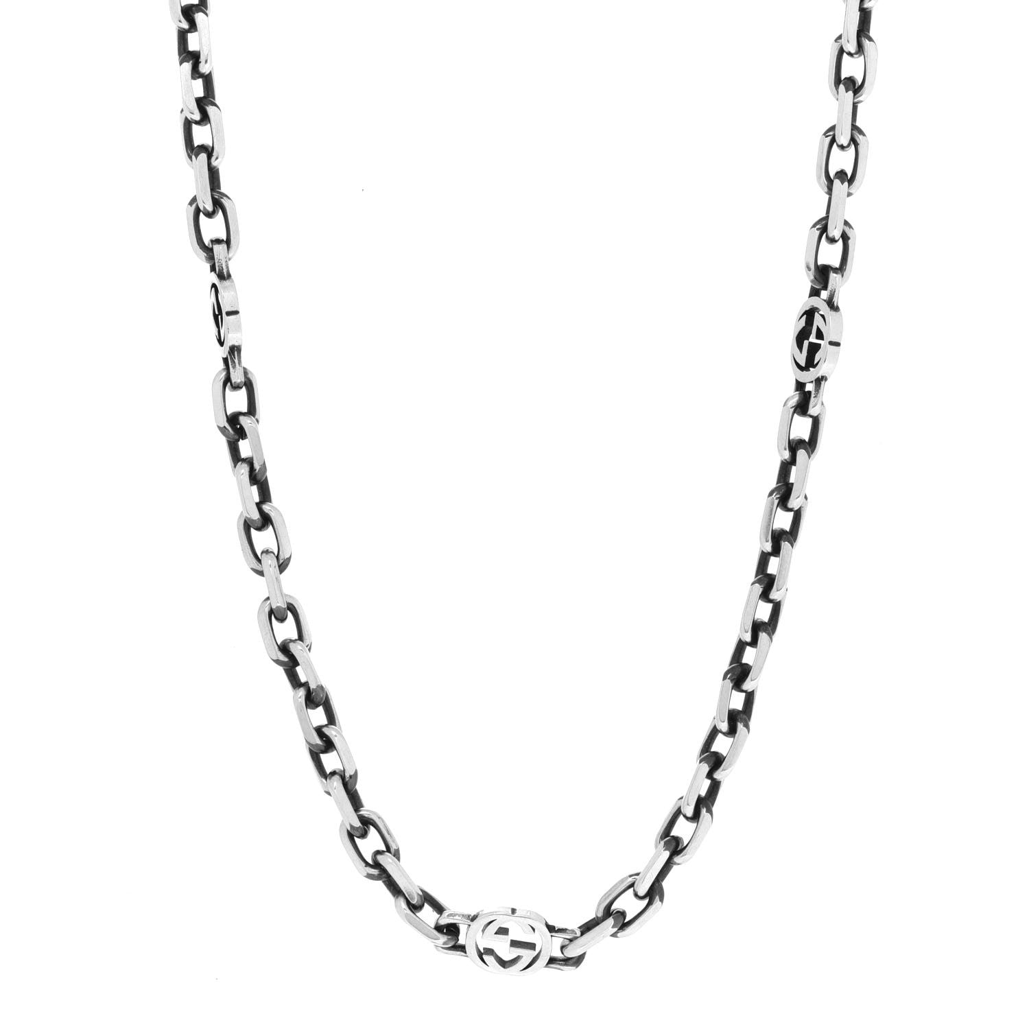 Gucci Sterling Silver Interlocking GG Chain Necklace 1 of 6