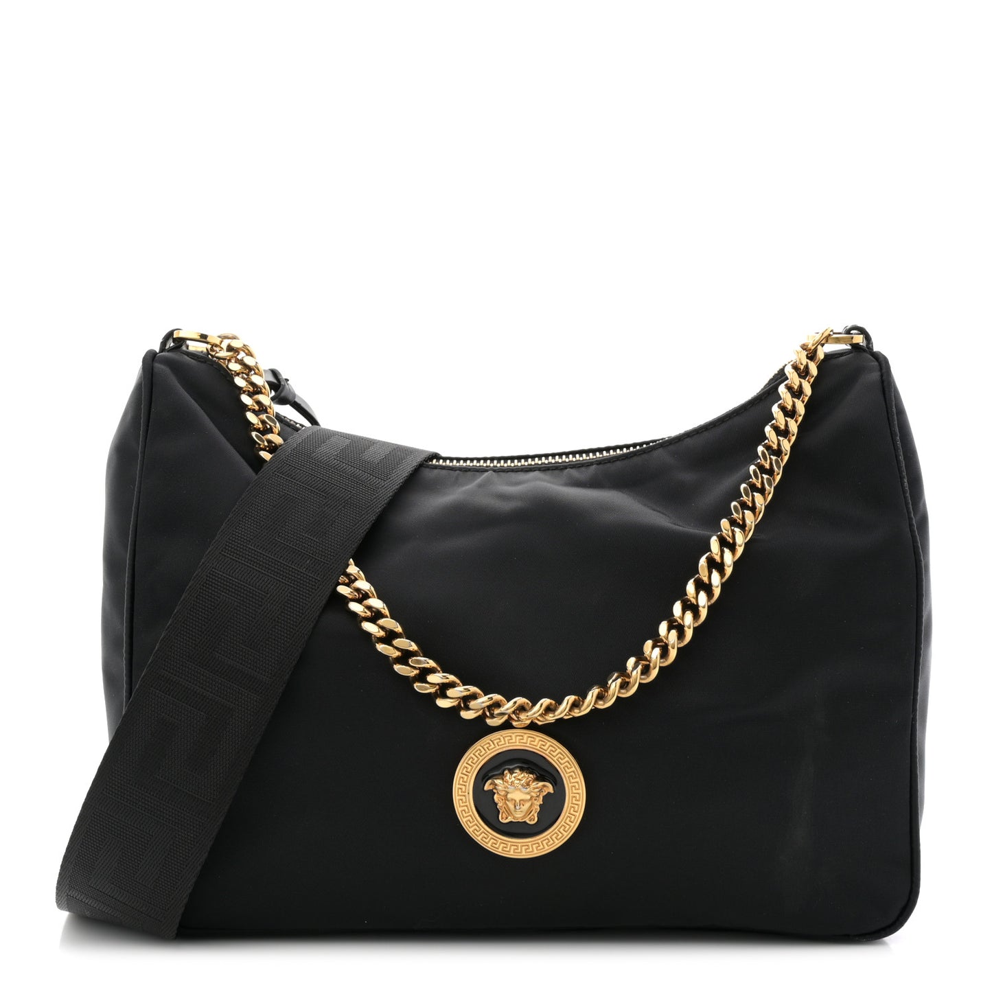 Nylon Tribute Chain Crossbody Shoulder Bag Black