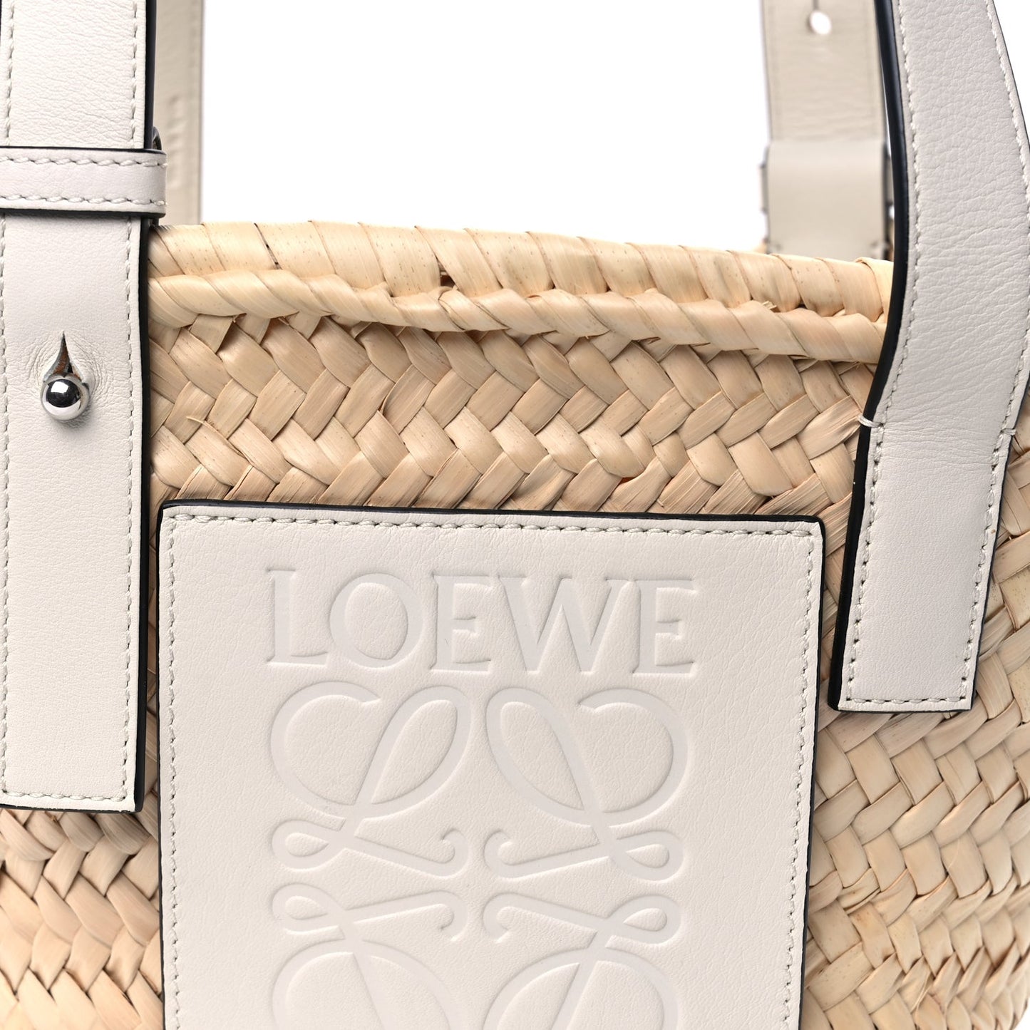 Raffia Mini Basket Tote Bag Natural White