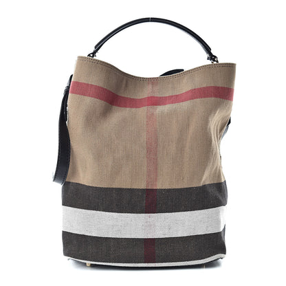 Burberry Canvas Mega Check Medium Ashby Hobo Black 1 of 15