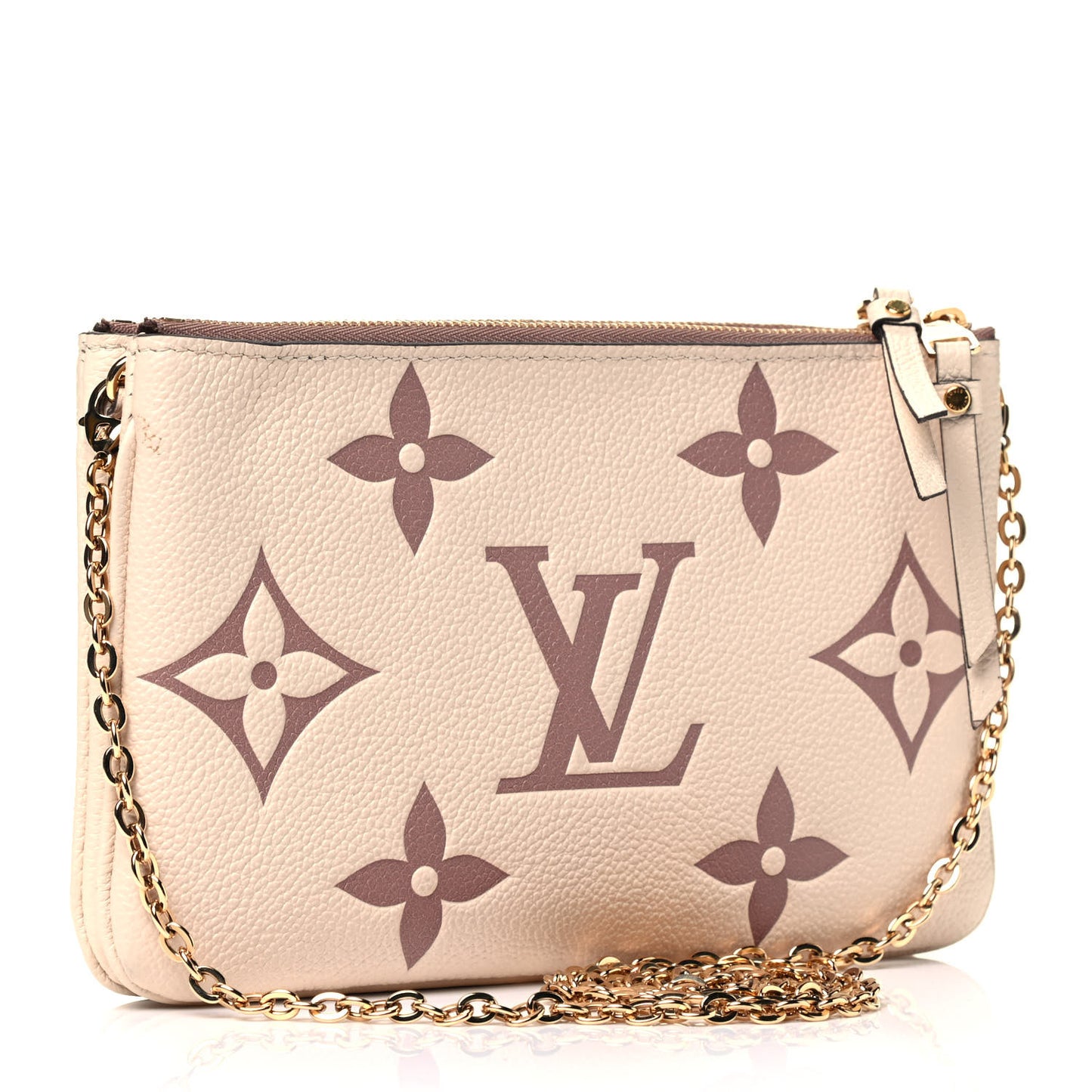 Empreinte Monogram Giant Double Zip Pochette Creme Bois De Rose