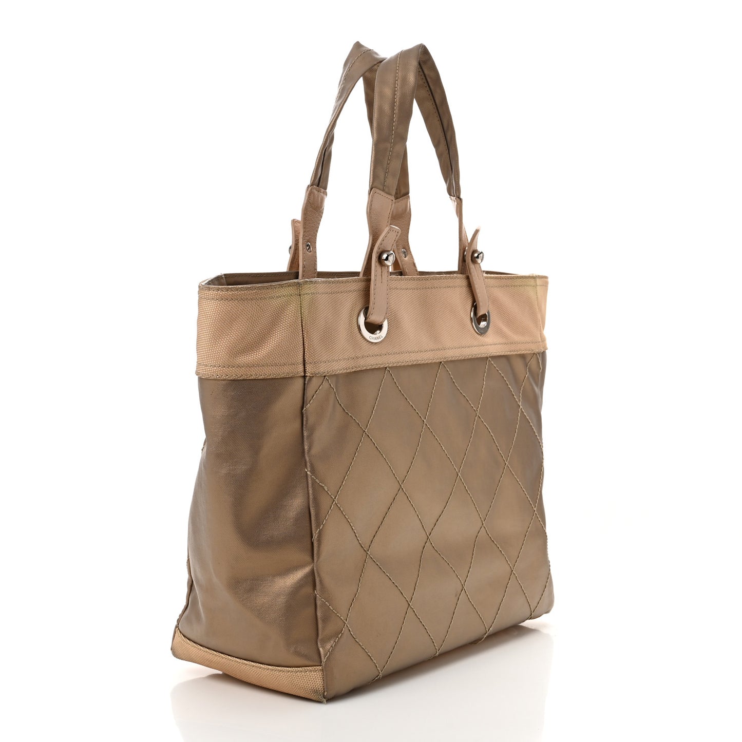 Metallic Coated Canvas Large Paris Biarritz Tote Gold