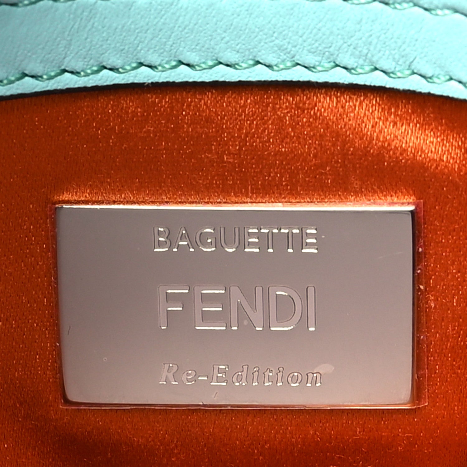 Fendi Rolling Stone Vitello Seta Bead Embroidered Re-Edition Baguette Spring Turquoise 6 of 10