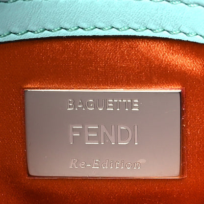 Fendi Rolling Stone Vitello Seta Bead Embroidered Re-Edition Baguette Spring Turquoise 6 of 10