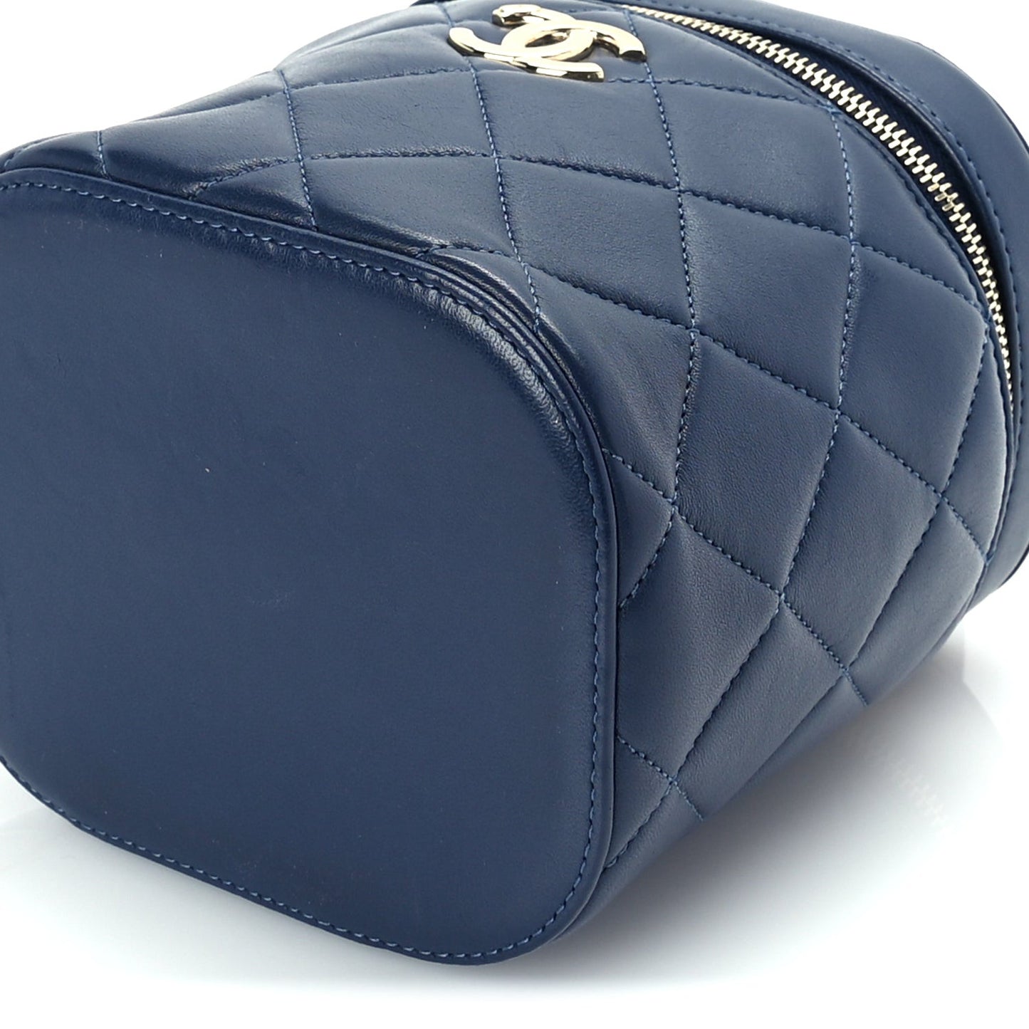 Lambskin Quilted Trendy Vanity Case Blue