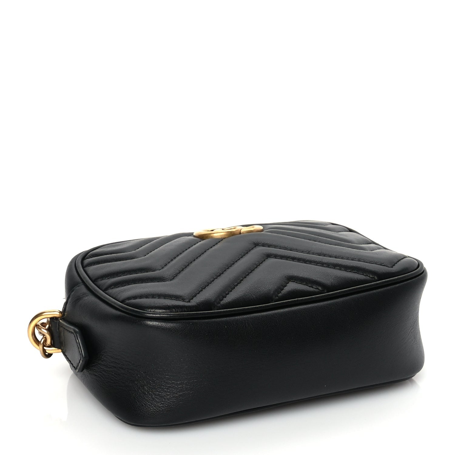 Gucci Calfskin Matelasse Mini GG Marmont Chain Shoulder Bag Black 3 of 8