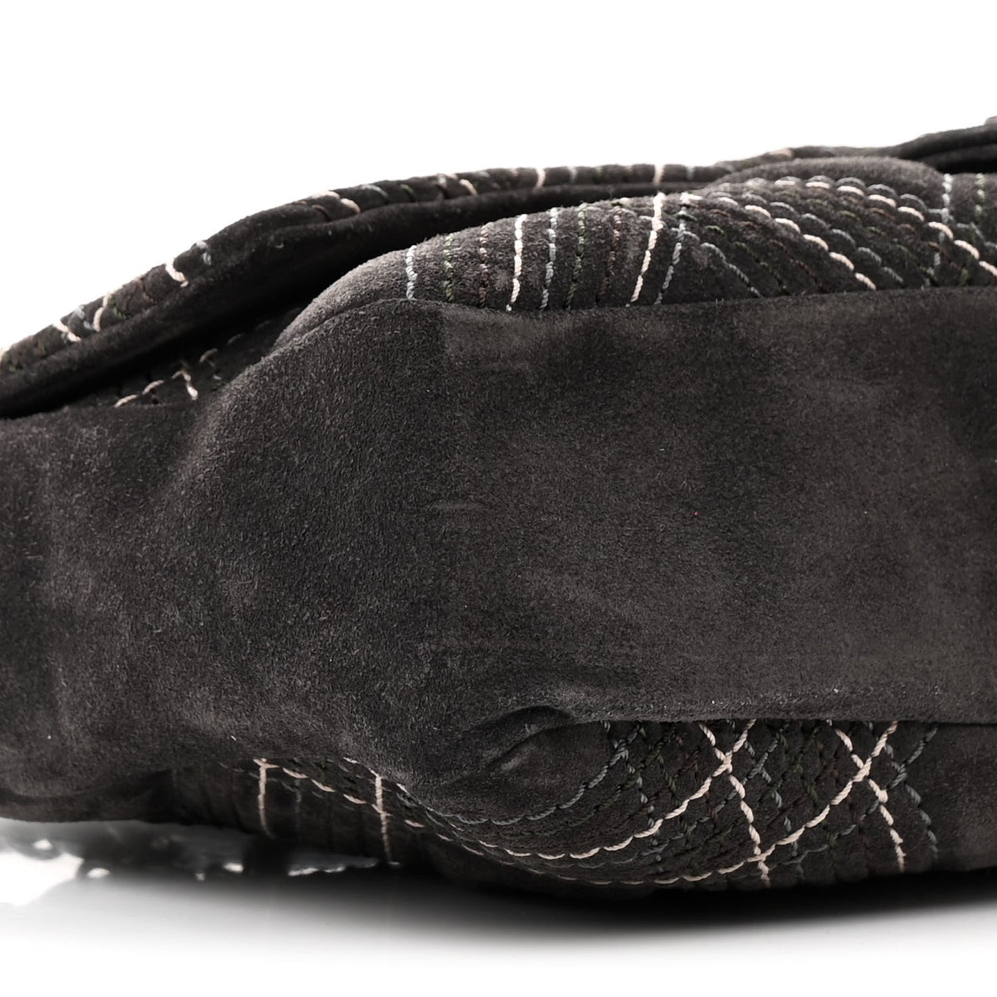 Suede Stitched Jumbo Saltire Single Flap Grey