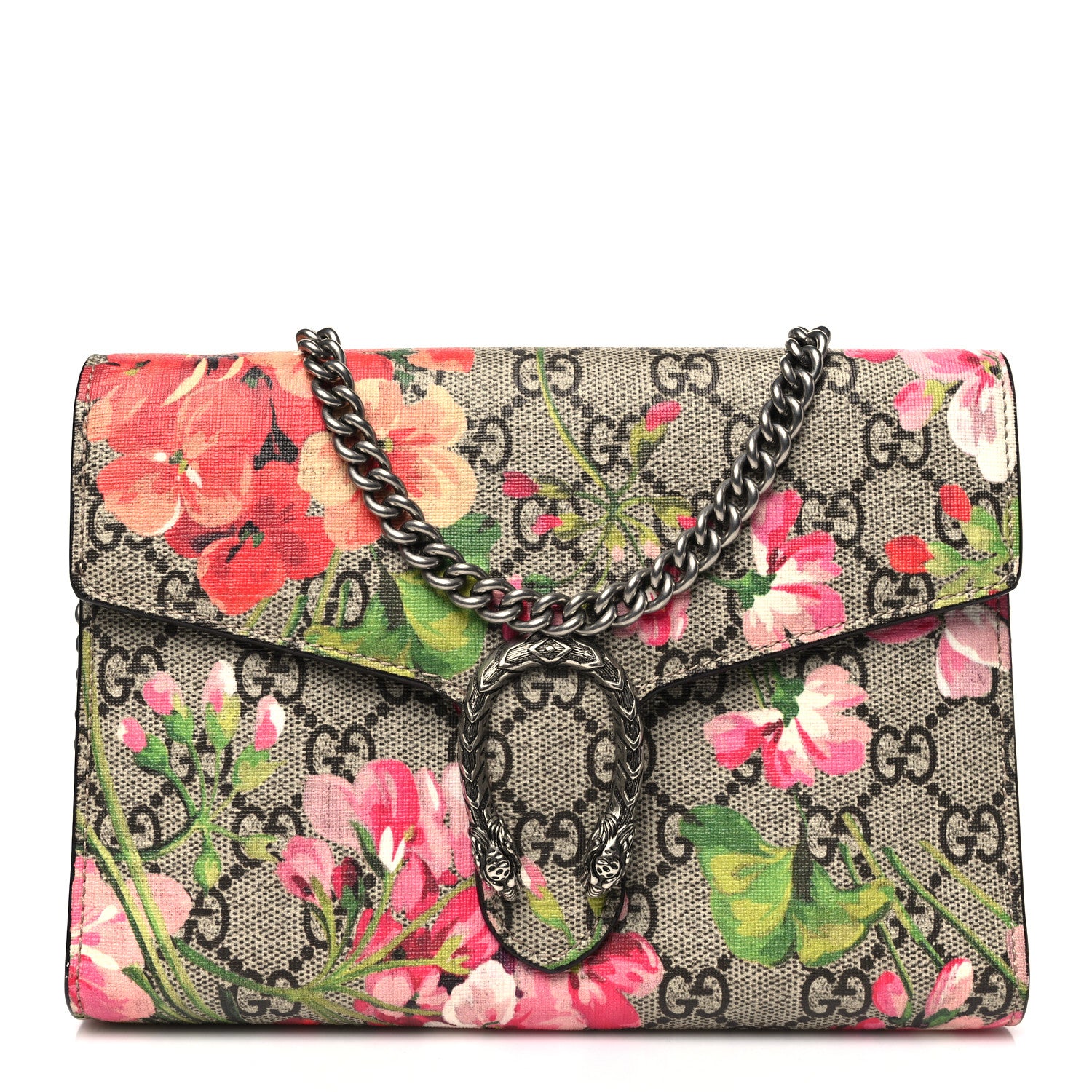 Gucci GG Supreme Monogram Blooms Mini Dionysus Chain Wallet Beige Multicolor Dry Rose 1 of 11
