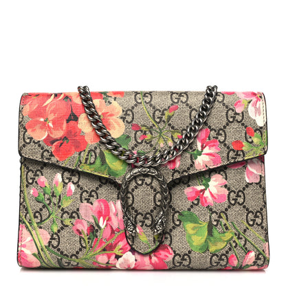 Gucci GG Supreme Monogram Blooms Mini Dionysus Chain Wallet Beige Multicolor Dry Rose 1 of 11