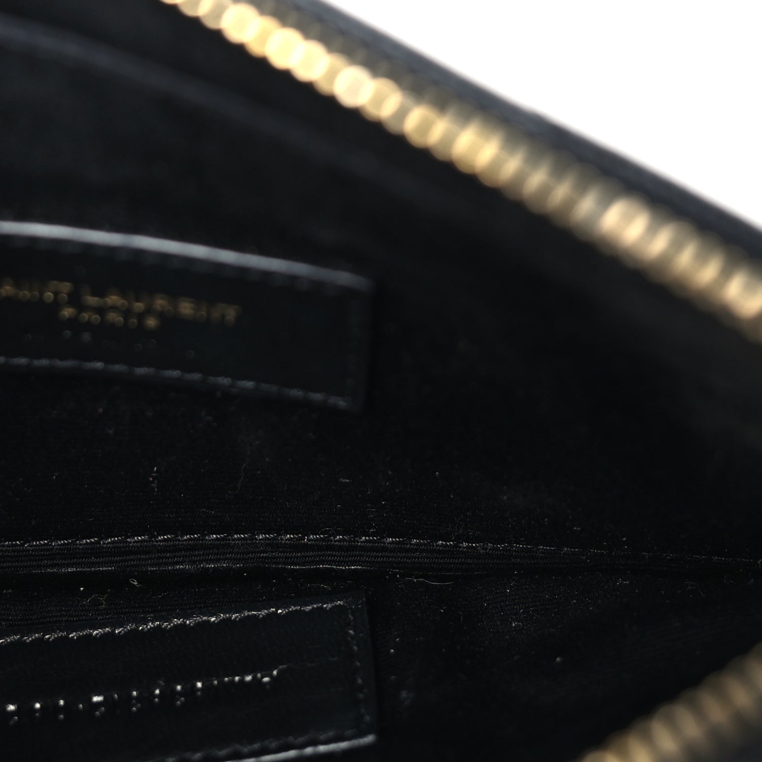 Saint Laurent Grain De Poudre Chevron Monogram Bill Pouch  Black 6 of 7