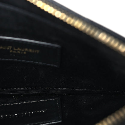 Saint Laurent Grain De Poudre Chevron Monogram Bill Pouch  Black 6 of 7