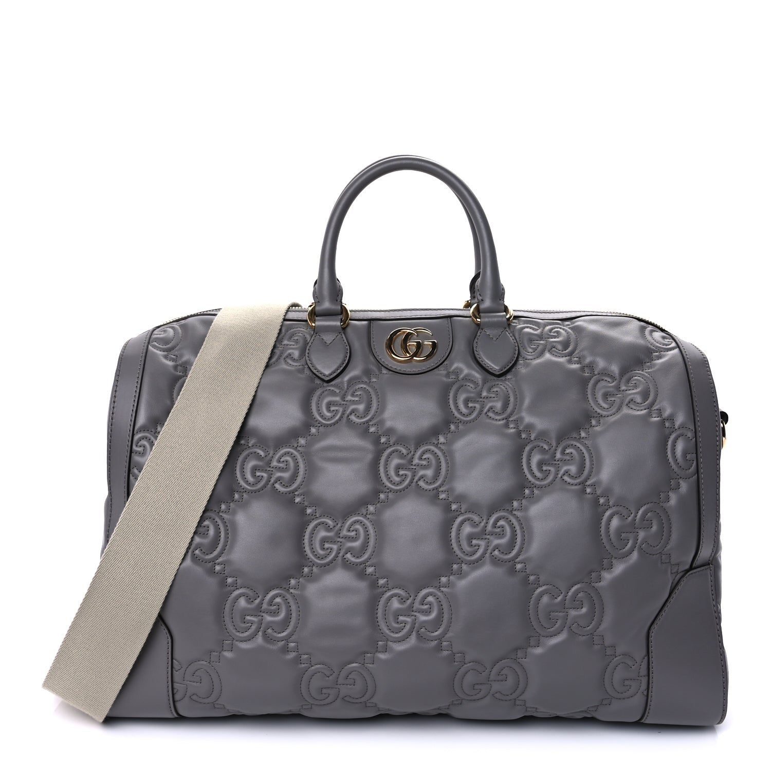 Gucci Calfskin GG Matelasse Medium Duffle Bag Dusty Grey Natural 1 of 8