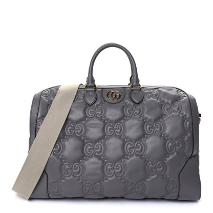 Gucci Calfskin GG Matelasse Medium Duffle Bag Dusty Grey Natural 1 of 8