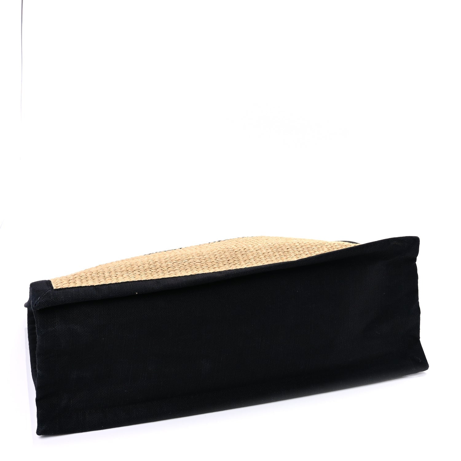 Saint Laurent Raffia Linen Calfskin Rive Gauche Tote  Naturale Black 3 of 7