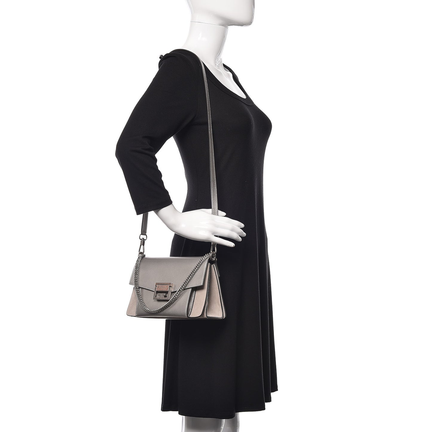 Metallic Sugar Goatskin Suede Small GV3 Shoulder Bag Silver