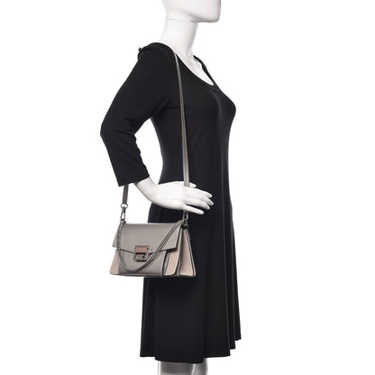 Givenchy Metallic Sugar Goatskin Suede Small GV3 Shoulder Bag Silver 2 of 11