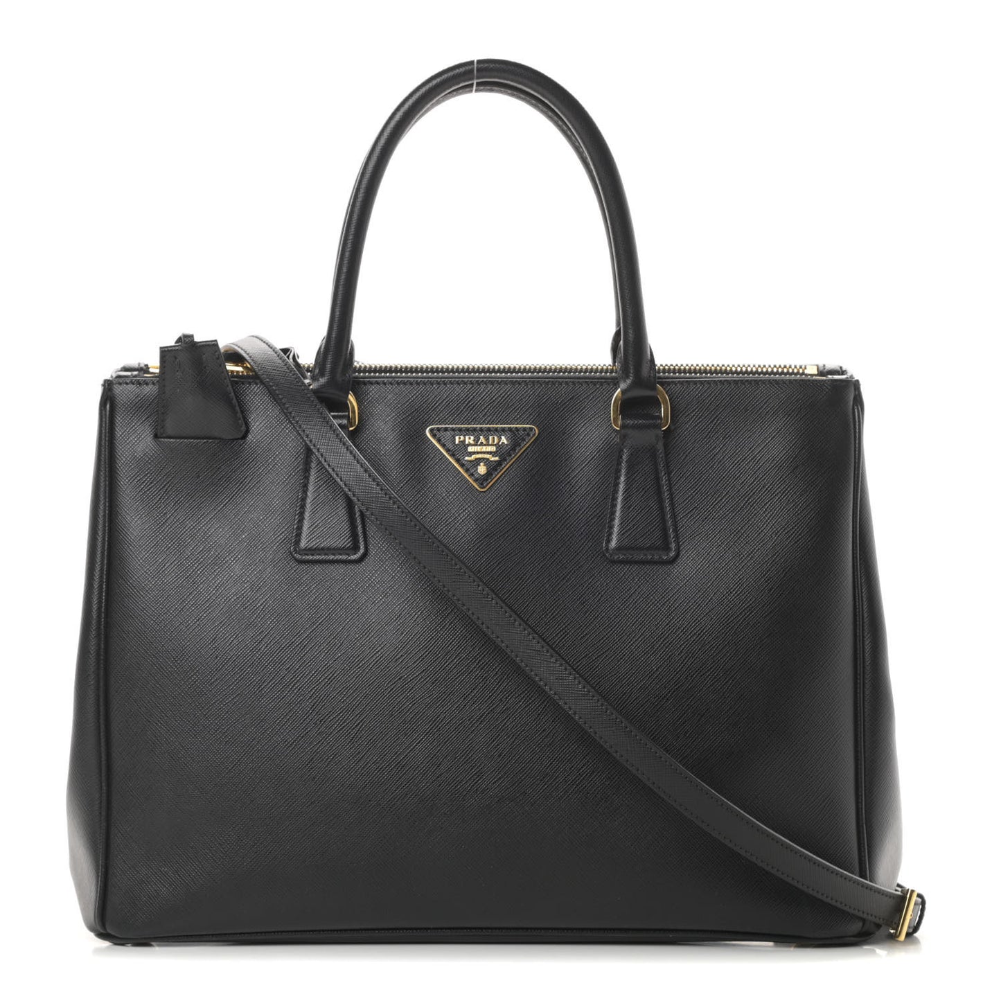 Saffiano Medium Galleria Double Zip Tote Black