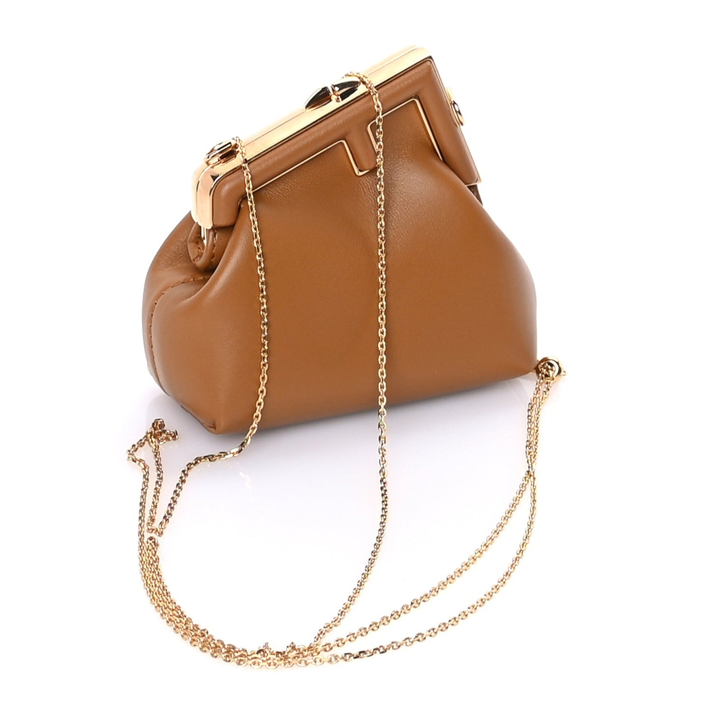 Shiny Nappa Nano  First Bag Charm Caramello