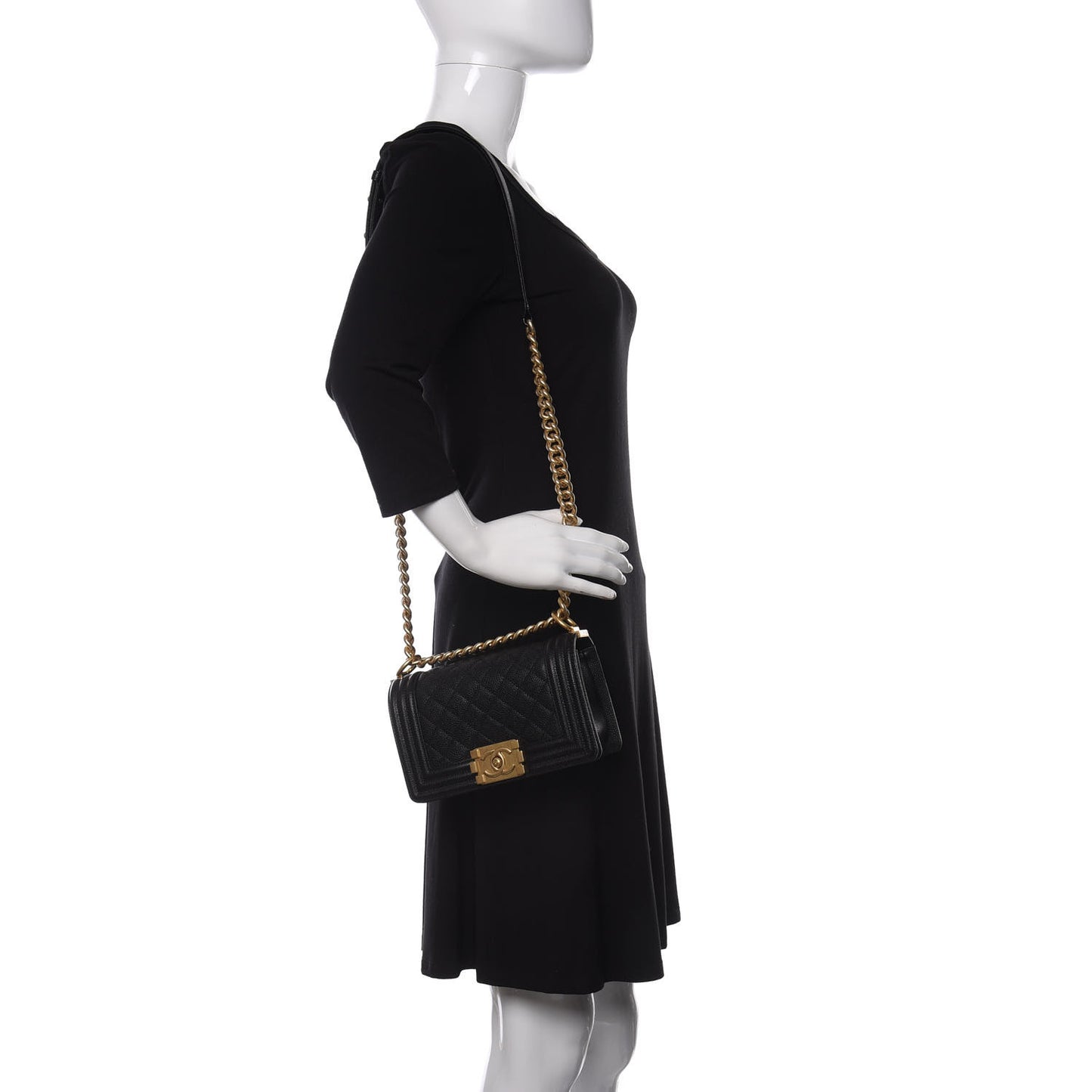 Caviar Quilted Small Boy Flap Black