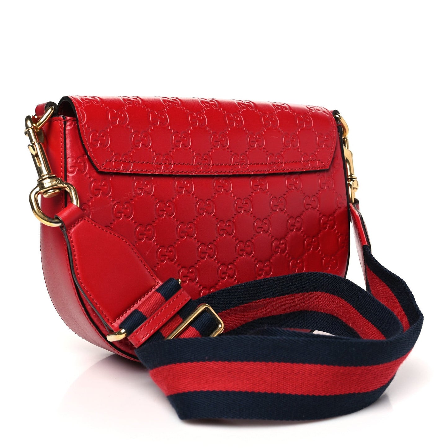 ssima Web Medium Padlock Messenger Shoulder Bag Hibiscus Red