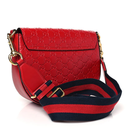 Gucci ssima Web Medium Padlock Messenger Shoulder Bag Hibiscus Red 3 of 7